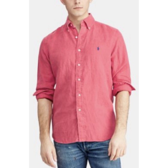 Ralph Lauren Other - Ralph Lauren Polo Linen Shirt Long Sleeve XL Slim Fit Button Down Pink Fuchsia